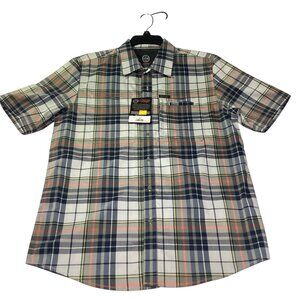 Wrangler Men's All Terrain Gear Angler Short Sleeve Plaid Size Med New With Tags